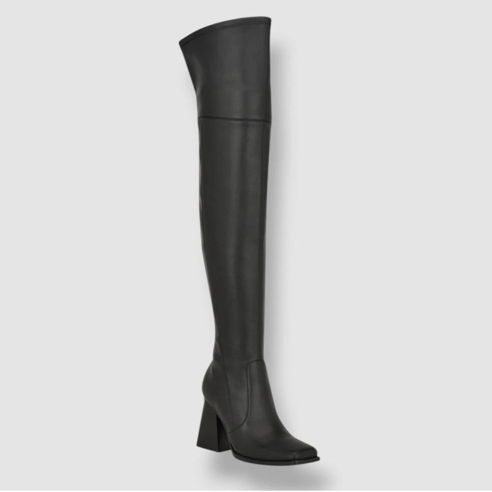 Nine West Women's Black Begone Block Heel Over the Knee Dress Boot Shoe Size 8